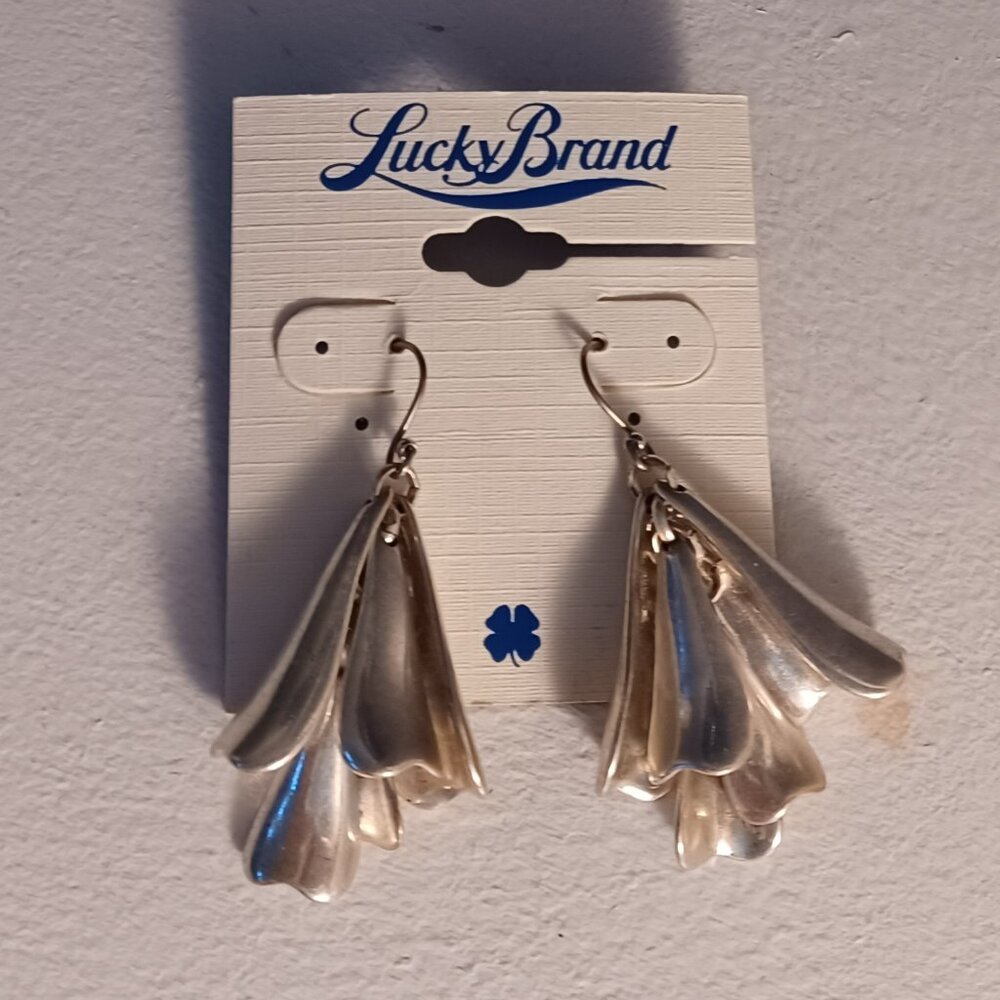 Lucky Brand Silver Tone Petal Drop Earrings - Picture 3 of 5